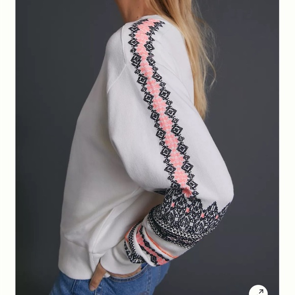 Pilcro Nina Embroidered Sweatshirt size L - Picture 2 of 6